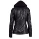 thumbnail image 5 of Imitación de cuero Mujeres chaqueta con capucha con cremallera con capucha delgado corto de la motoc Abanopi XL, 5 of 6