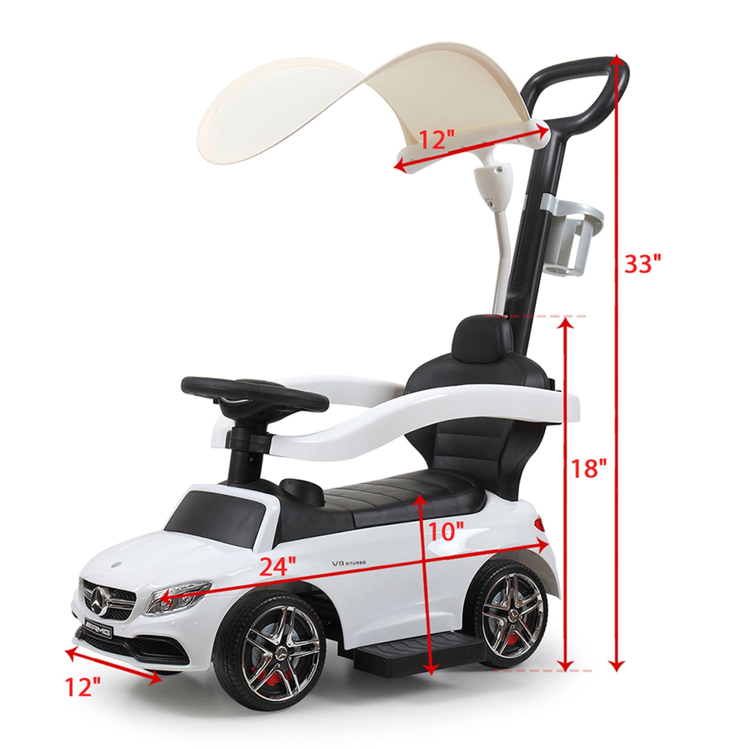 CIPACHO 3-in-1 Cars Toy for Kids to Ride, Multi Function Ride-On Stroller Push Car for Child with Horn, Music, Under Seat Storage, White CIPACHO 3-in-1 Cars Toy for Kids to Ride, Multi Function Ride-On Stroller Push Car for Child with Horn, Music, Under Seat Storage, White