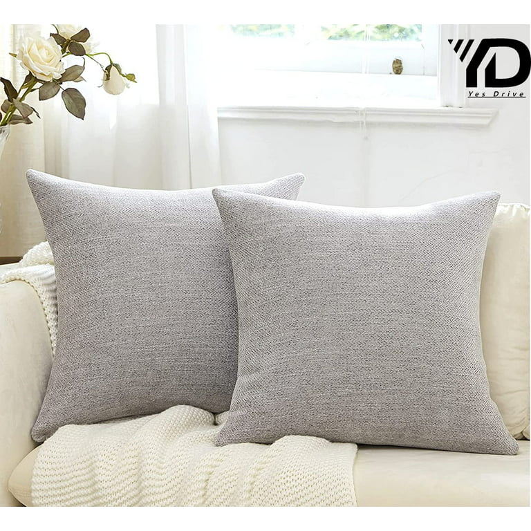  White Decorative Throw Pillow Cover - (24x24 inch)  Decorative,  Washable Cushion Covers for Couch, Sofa, Bedroom, Living Room - Pack of 2 :  Home & Kitchen