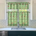 thumbnail image 3 of 3 PCS Frog Print Kitchen Curtains Set - Green Frog Cartoon with Mushroom Flower Pattern, Semi-Sheer Farmhouse Tier Curtains & Valance for Small Windows, 3 of 5
