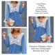thumbnail image 5 of Top informal para mujer, manga larga, cuello en V, costura de encaje, diseño plisado, Top delicado y bonito de otoño para mujer, azul XXL, 5 of 6
