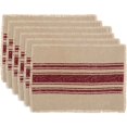 thumbnail image 6 of Ashton & Willow Antique Creme Red White Seasonal Decor Vintage Burlap Stripe Cotton Stenciled Cotton Burlap Striped Rectangle Placemat Set of 6, 6 of 6
