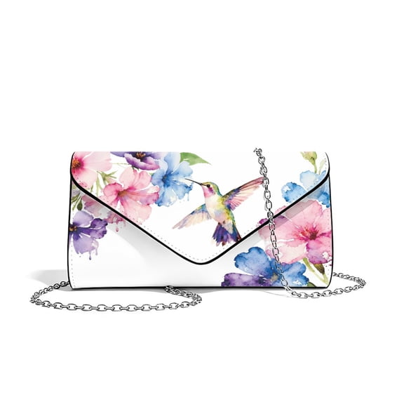 FOR U DESIGNS Hummingbird Hibiscus Clutch Purses for Women Waterproof Evening Bag Multifunctional Crossbody Shoulder Bags for Wedding Cocktail Prom Party