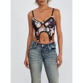 thumbnail image 3 of Musuos Women's Summer Mini Cami Tops Black Sleeveless Backless Deep V Neck Floral Vests, 3 of 10