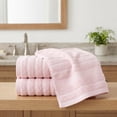 thumbnail image 6 of REGALWOVEN Cotton Hand Towels, Striped Pattern Decorative Comfort Towel for Bathroom, Travel, Camp Pink 2-Piece, 6 of 7