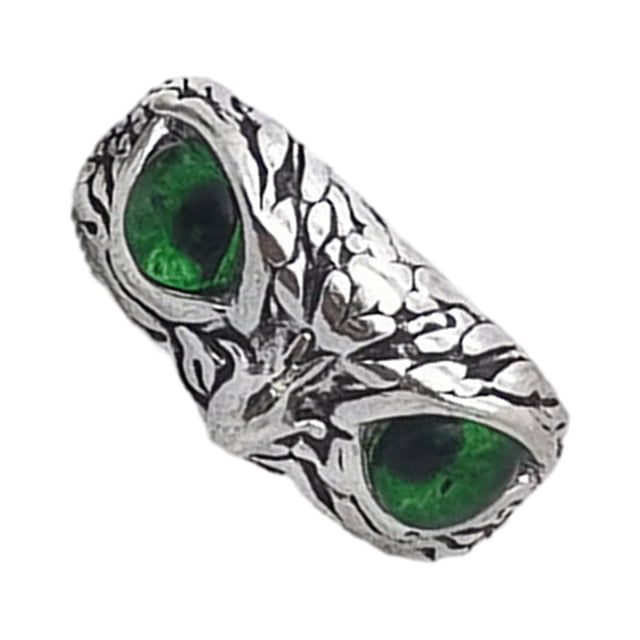 Anillo de ojo de búho Qarigey retro Aleación duradera tamaño ajustable color Verde