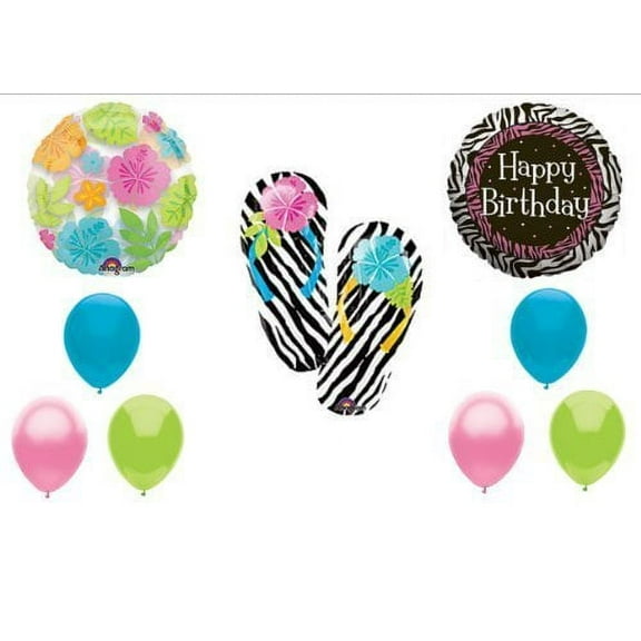 Zebra Flip Flop Luau BIRTHDAY PARTY Balloons Decorations Supplies by Anagram