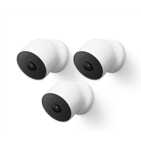 Restored Google Nest 1080p Indoor/Outdoor Battery-Operated Security Camera 2nd Gen - 3 Pack, White (Refurbished)