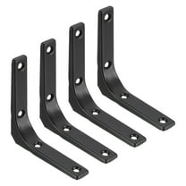 Uxcell 4Pcs Floating Shelf Brackets, 4 x 4 Inch Heavy Duty Wall Shelf Supports, Steel Joint Angle Brackets for Wood Shelves, Cabinets, Countertop Support, Black