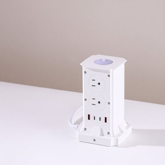 Vertical Socket, Multi-Position High-Power USB Fast Charging Household Socket -2m (with overload) - 4-Outlet