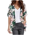 thumbnail image 2 of Cárdigan de moda para mujer, informal, cuello redondo, manga 1/2, blusa, camiseta estampada, top dulce, cárdigan, blusa de poliéster para mujer, 2 of 4