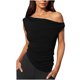 thumbnail image 3 of mfyjkho Camisetas Sin Mangas De Talla Grande, Tops Cortos Casuales Sin Mangas Para Mujer, Camisetas Lisas De Moda Con Fruncido Y Hombros Descubiertos Tops Elegantes Para Mujer M, 3 of 6