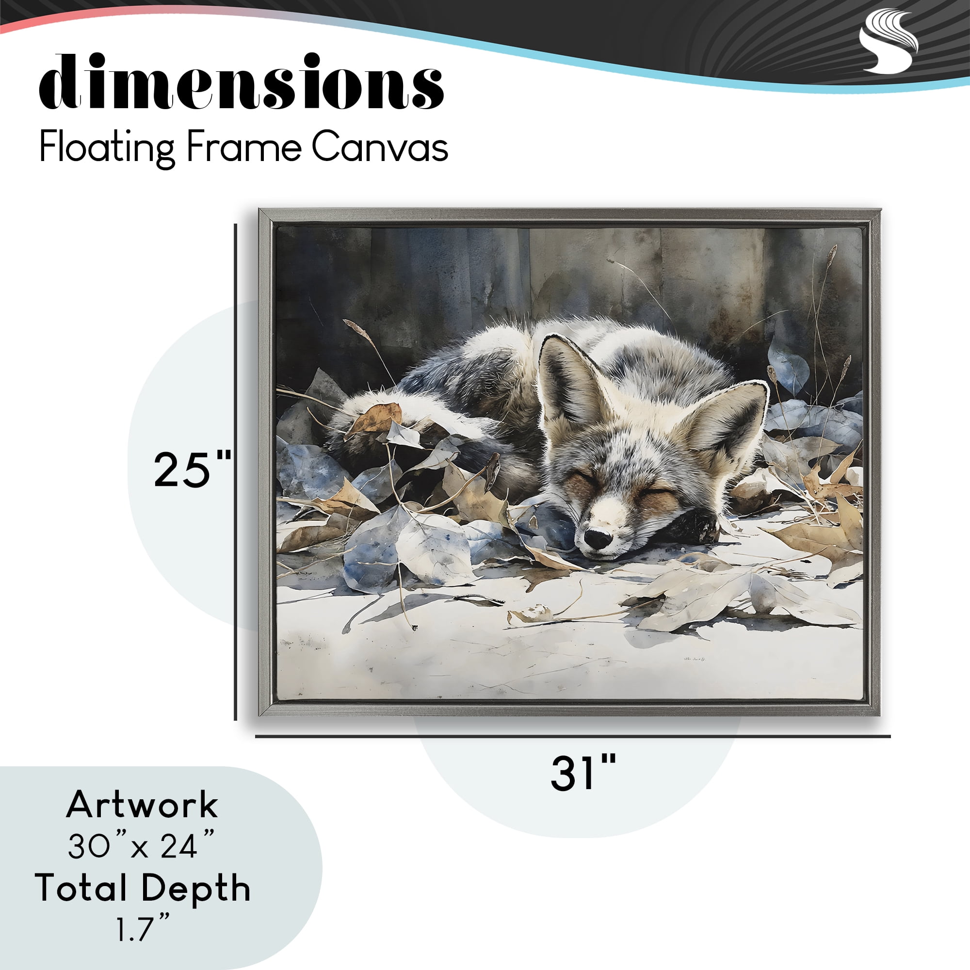 Stupell Industries Blue Fox Resting Among Leaves Gray Framed Floater Canvas Wall Art, design by Franklyn Gregory