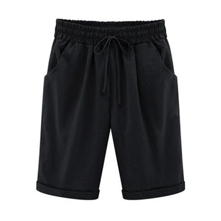 S-XXXXXXL Women Elastic Waist Bermuda Shorts Plus Size Short Trouser Pocket Cropped Sports Beach Short Pants