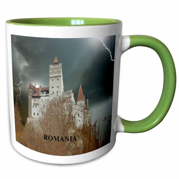 3drose, Dracula Castle in Romania, 11oz Two-tone Green Mug