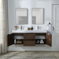 thumbnail image 4 of Stufurhome Valeria Walnut 59 inch Wall Mounted Double Sink Bathroom Vanity, No Mirror, 4 of 9