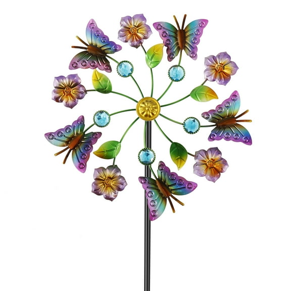 Iron Stake Wind Spinner Waterproof Rust Resistant Wind Spinner Sculpture for Outdoor Yard Garden Patio Lawn