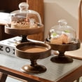 thumbnail image 5 of Elegante Soporte para Tartas de Pie Alto con Cubierta de Vidrio - de Postre de Madera y Vidrio, para Dim Sum, para Pan L, 5 of 5