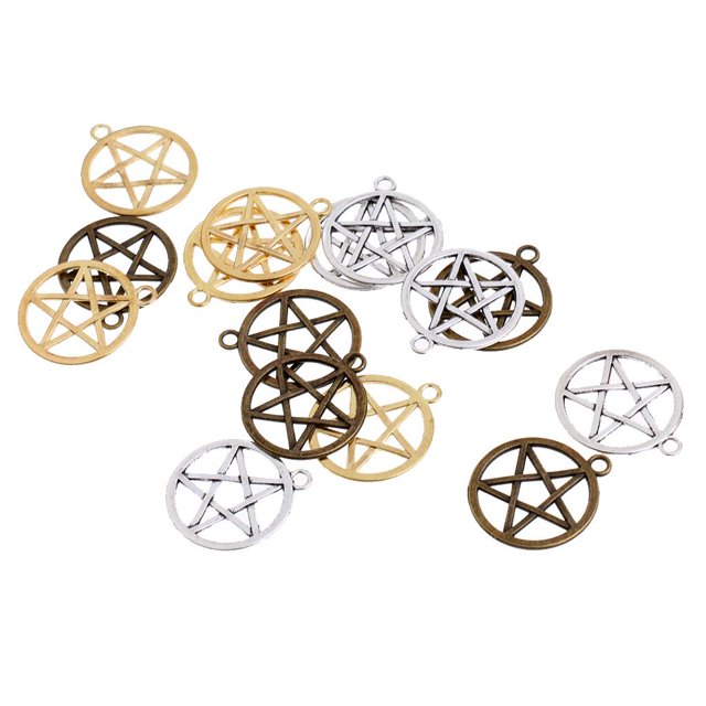 15 Piezas 28 X 24mm Pentagram Charms Colgantes Joyería DIY Que Hace Los Accesorios Macarena Colgante del encanto de la vendimia