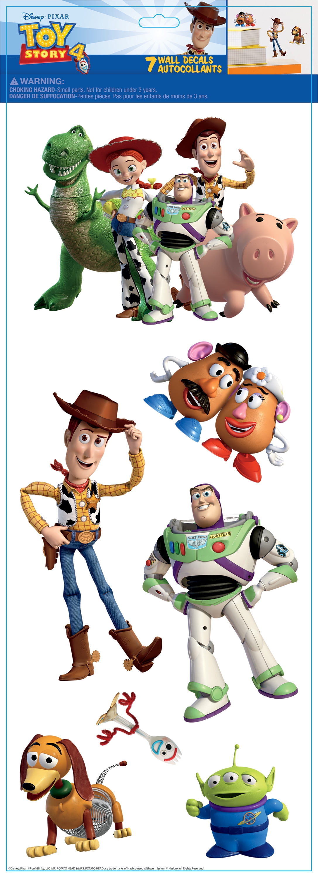 TOY STORY 4 Peel & Stick 7 Wall Decals Woody Buzz Jessie Forky Potato