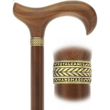 Rich Genuine Walnut Derby Cane with Black and Gold Pewter Wheat Collar – Elegant Walking Cane for Men and Women – Walking Stick– Supports Up to 250 lbs – 37.5 Inches Long