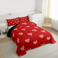 thumbnail image 3 of Homewish Cute Cartoon Loves Queen Comforter Set,Kawaii Heart Print Bedding Sets,Red White Bedding Comforter Set For Girls,Microfiber Bedroom Decor Reversible,3-Piece, 3 of 8