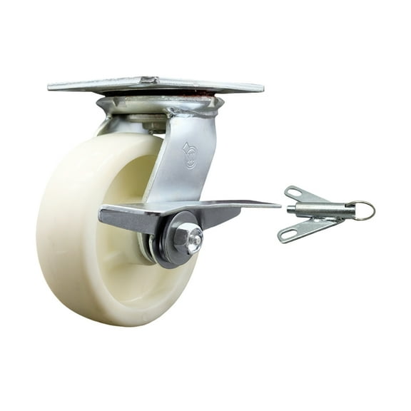 6 Inch Nylon Caster with Ball Bearing and Brake/Swivel Lock Service Caster