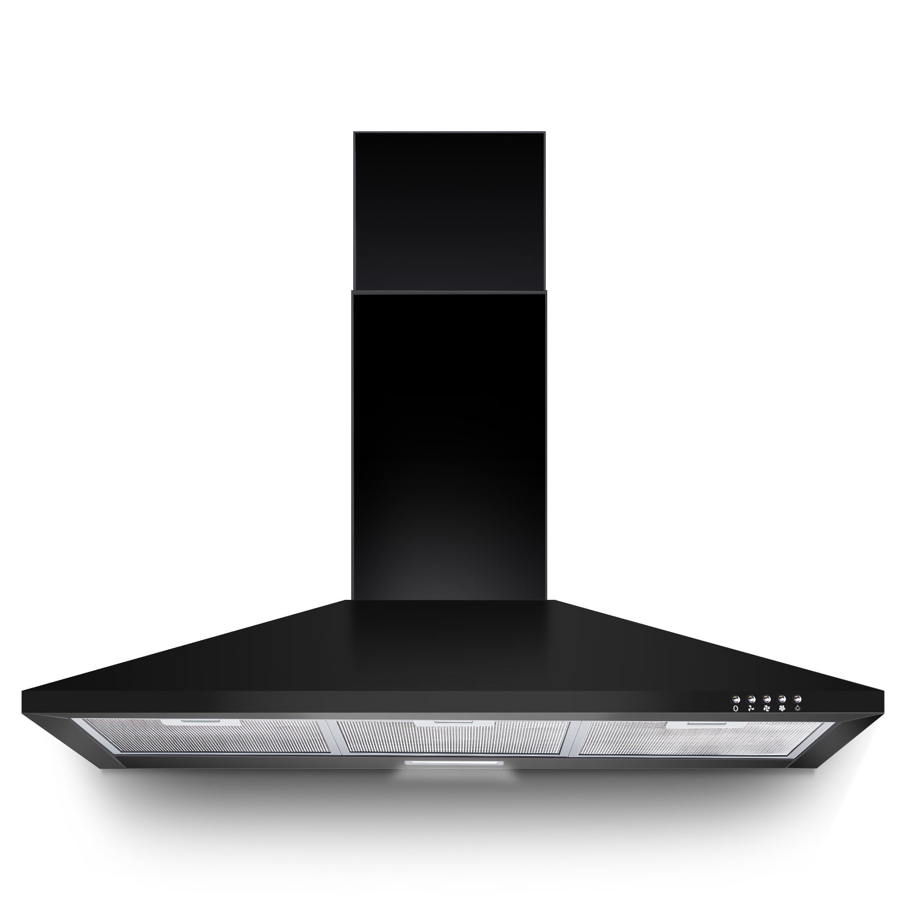 36 Inch Range Hood 450CFM Wall Mount Stainless Steel Kitchen Vent Hood Fan 3 Speed LED Light Chimney Hood Retractable black