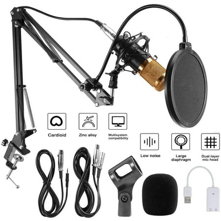 iMeshbean Condenser Microphone Kit Studio Audio Recording Arm Stand Shock Mount Pop Filter