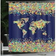 thumbnail image 4 of Ambesonne World Map Shower Curtain, Mosaics Tiles Global, 69"Wx70"L, Dark Blue Yellow Blue, 4 of 5