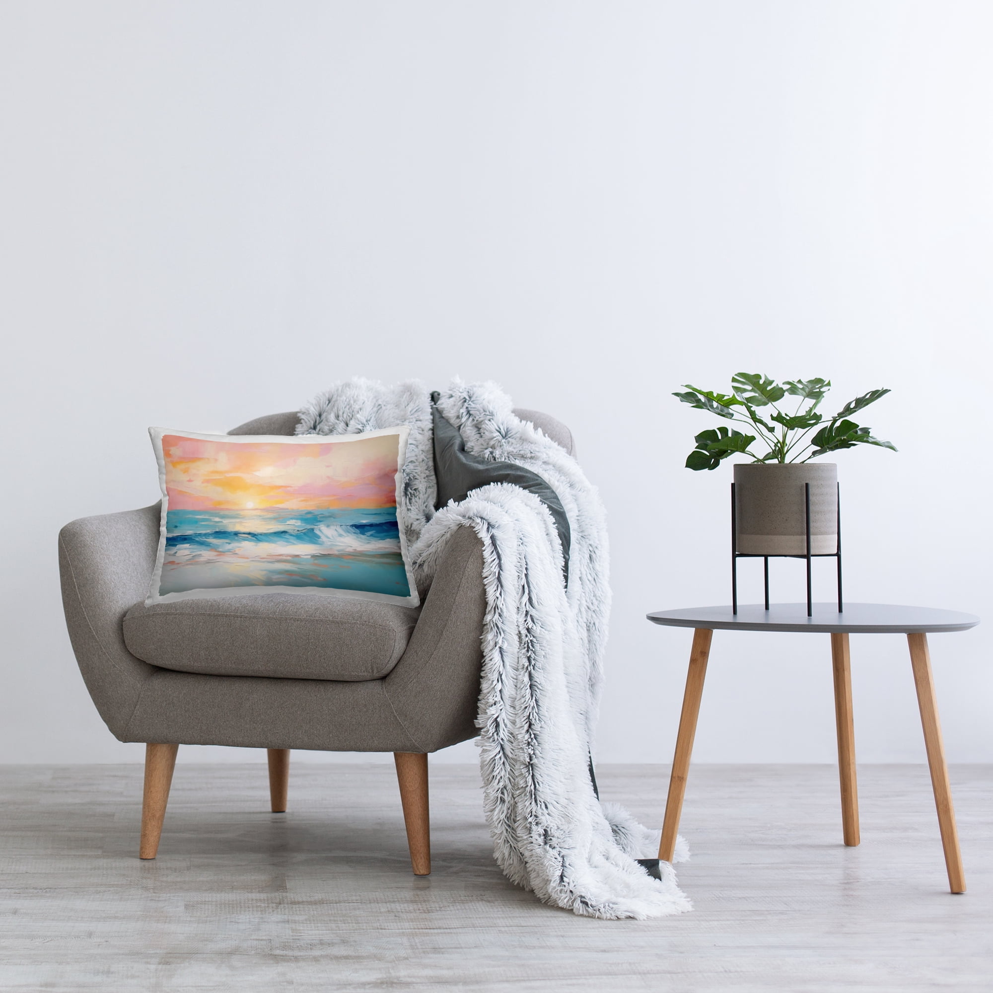 Stupell Industries Beach Waves Bright Sunset Decorative Printed Throw Pillow Design by Arlington Prints.