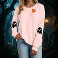 thumbnail image 2 of mgoYE Halloween Tee Shirts for Women Halloween Sweatshirts for Women Ghost Pumpkin Long Sleeve Shirt Graphic Tees Fall Pullover Tops(Pink,M), 2 of 5