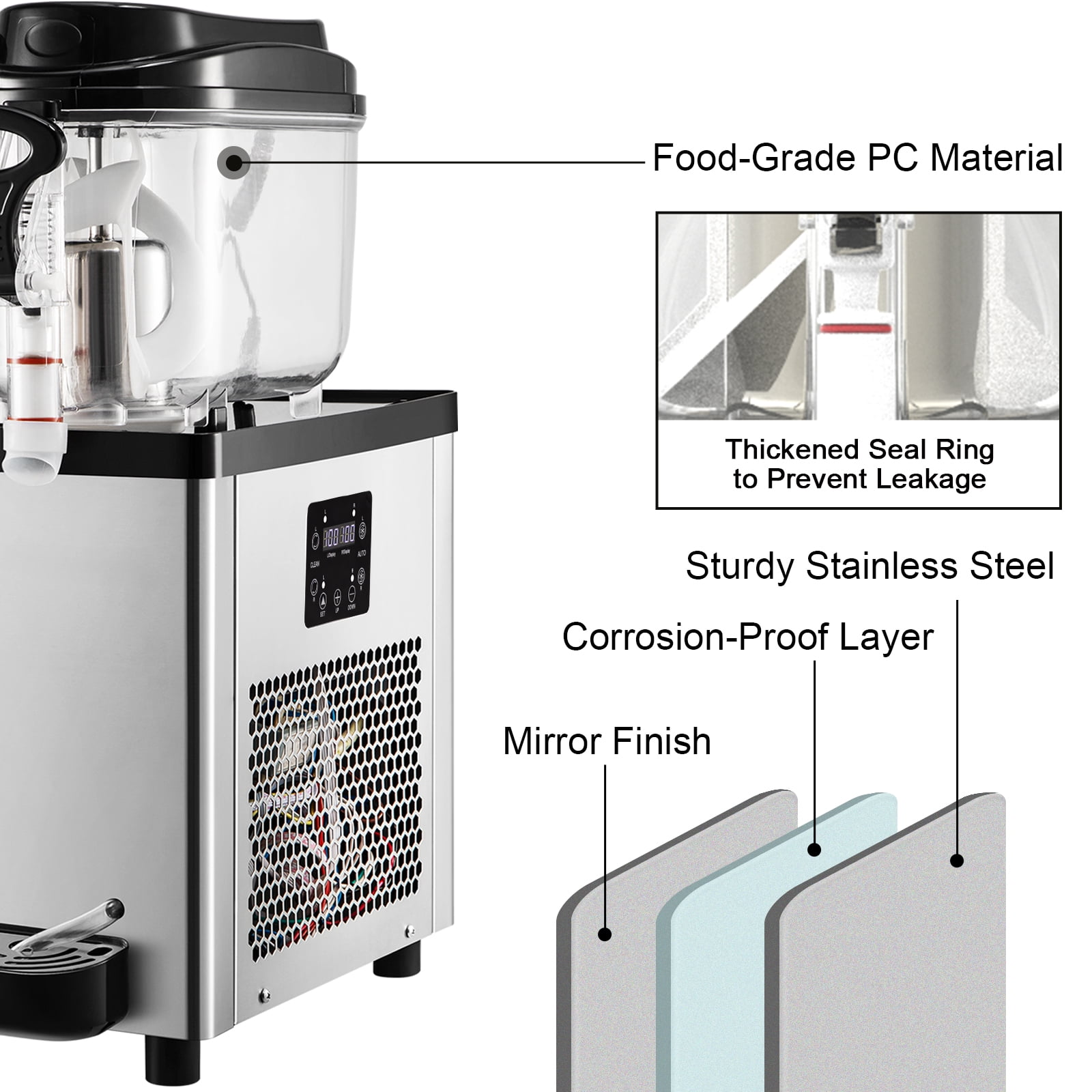 BENTISM Commercial Slushy Machine, 6 L x 2 Tanks 50 Cups, 400W