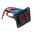 thumbnail image 4 of On Off Rocker Switch Panel, Waterproof 12V 24V Red LED PP And Aluminum 20A 10A Splash Proof 2 Gang Rocker Switch Panel With Labels For Automotive Cars, 4 of 8