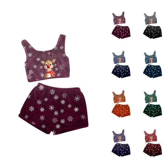 Women's Pajama Sets – Soft Cotton Lounge Sets, Comfortable Sleepwear for Every Night Christmas Deer Head Women's Casual Pajama Set With Shorts