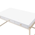 thumbnail image 2 of Benjara BM211108 Wooden Desk with 3 Drawers & Metal Frame - Glossy White & Gold - 31 x 30 x 64 in., 2 of 3