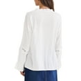 thumbnail image 3 of INSPIRAR CHIC Camisas de Puntos Suizos para Mujeres con Cuello con Volantes de Manga Larga Camisas de Botón Casual Blusas de Encaje de Ganchillo XXL Blanca, 3 of 6
