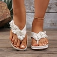 thumbnail image 2 of Womens Plus Size Wedge Sandals Floral Thong Flip Flops Slip-On Casual Spring Summer Shoes, White, 2 of 10