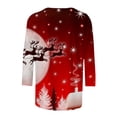 thumbnail image 4 of Pntutb Moda Mujer Chriatmas Impreso Camiseta 3/4 Mangas Blusa Cuello Redondo Casual tops Pntutb Pntutb-4003, 4 of 4