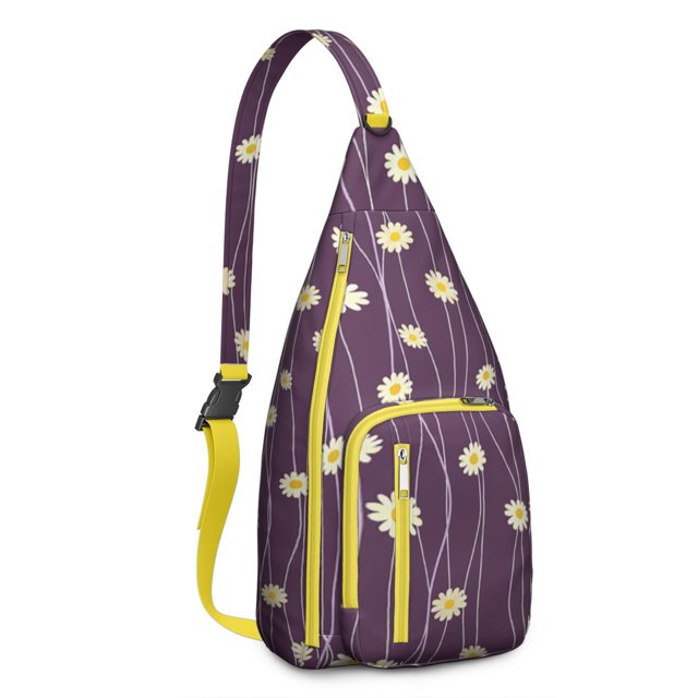 Vintage Floral Sling Backpack - Retro Daisy & White Blooms Pattern, Fashionable Multi-Functional Bag