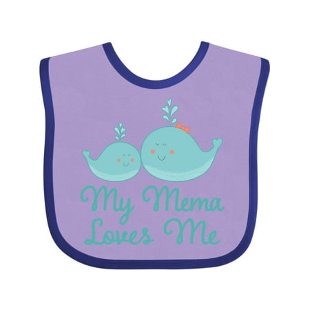 

Inktastic Mema Loves Me Grandchild Whale Gift Baby Boy or Baby Girl Bib