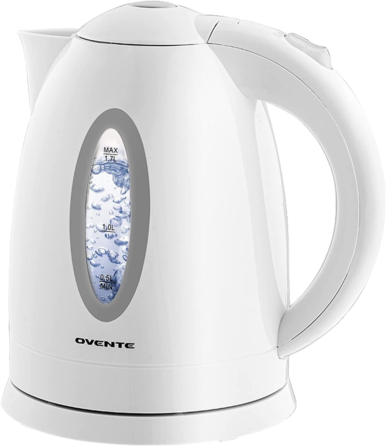 1100 Watt BPA-Free Portable Tea Maker Fast Heating Element with Auto Shut-Off and Boil Dry Protection Ovente Electric Hot Water Kettle 1.7 Liter with LED Light Brew Coffee & Beverage White KP72W