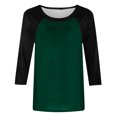 thumbnail image 4 of FAIWAD Women's Color Block Patchwork Tops 3/4 Sleeve Round Neck Soft Loose Pullover Top, 4 of 5
