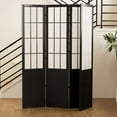 thumbnail image 6 of Room Divider, 66.9Inch Tall Japanese Shoji Style Folding Wood Screen with Double Hinges for Home Office Bedroom Hotel Decoration (4Panels, Black), 6 of 8