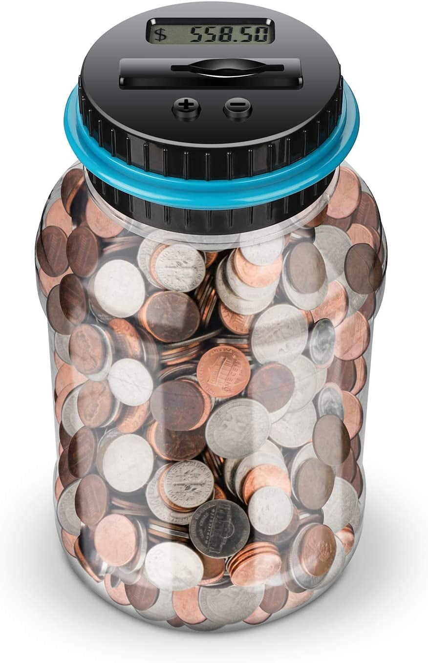 Digital Coin Counter LCD Display Jumbo Jar Sorter Money Box Counts Coins HOT 