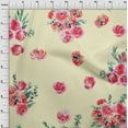 thumbnail image 3 of oneOone Organic Cotton Voile Fabric Leaves & Peach Floral Watercolor Printed Fabric 1 Yard 42 Inch Wide, 3 of 4