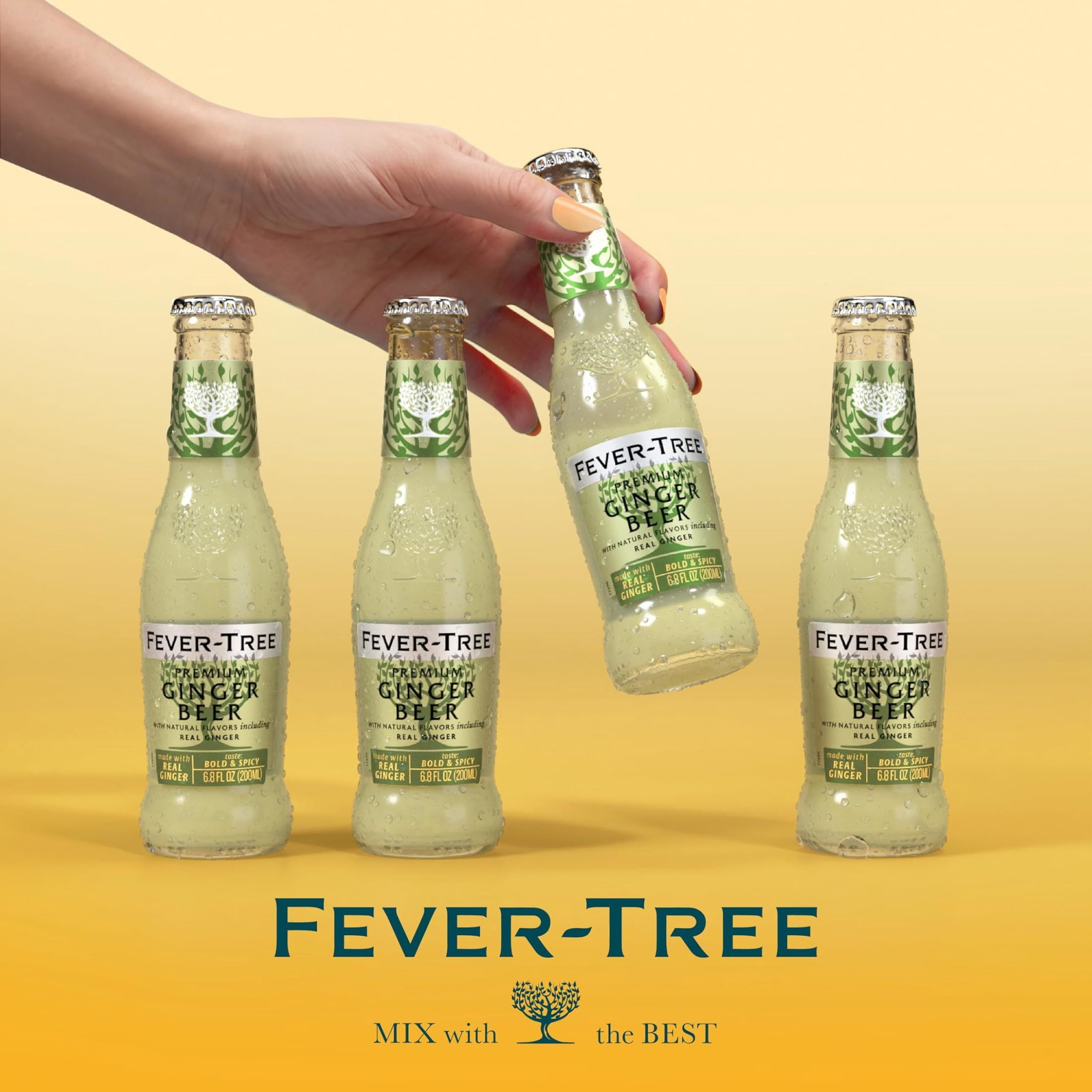 Fever-Tree, Premium Ginger Beer, 4 Pack, 200 ML Glass Bottles