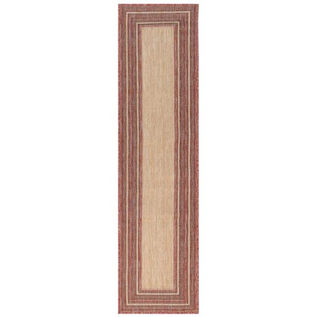 Trans-Ocean Importe CRER8842524 Tapis de Course Tissé Wilton Intérieur et Extérieur de 23 Po x 7 Pi 6 Po Liora Mannequin Carmel Multi Frontière - Rouge