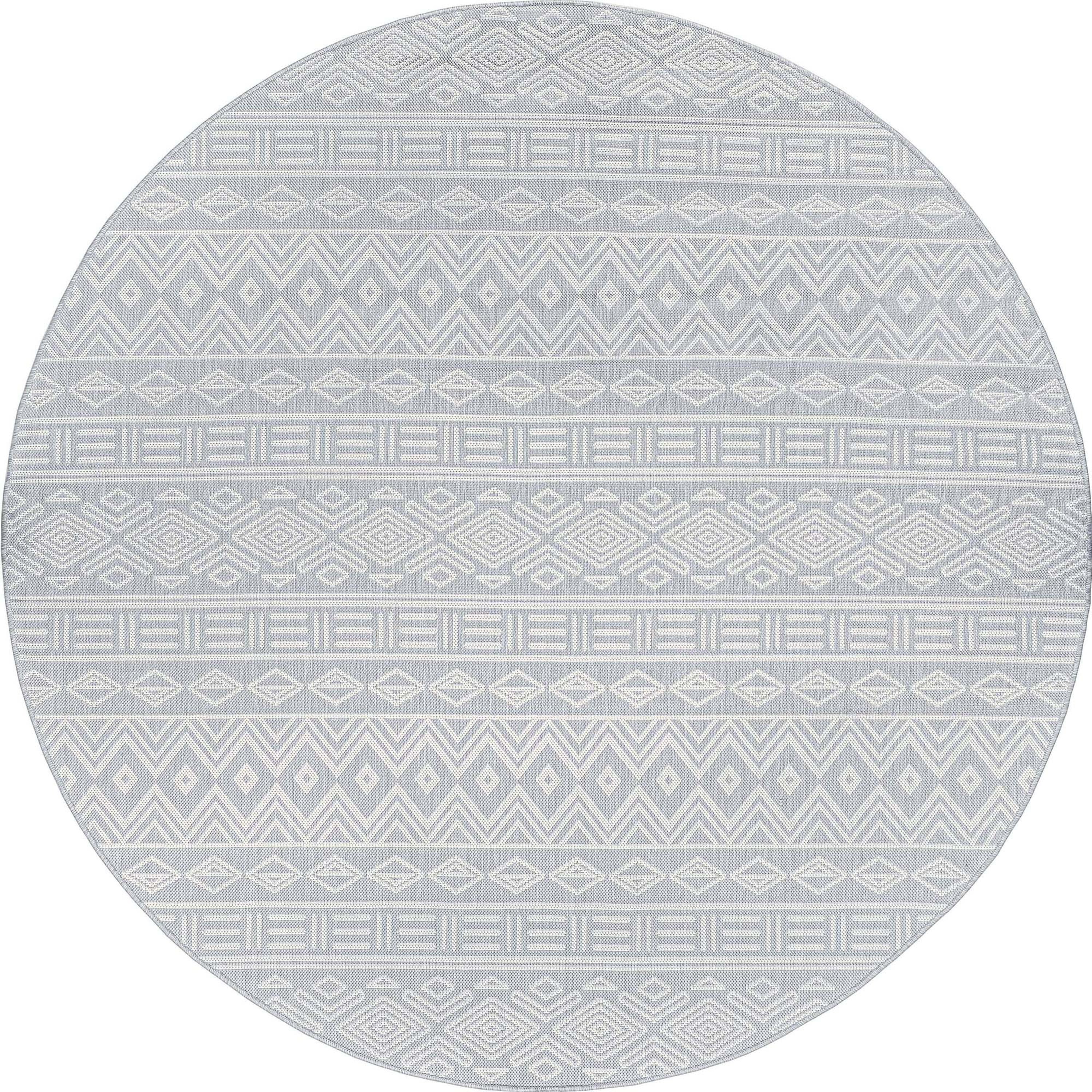 6ft Round Water Resistant, Indoor Outdoor Rugs for Patios, Front Door Entry, Entryway, Deck, Porch, Balcony | Outside Area Rug for Patio | Gray, Moroccan | Size: 5'3'' Round