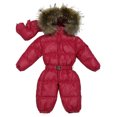thumbnail image 1 of MAWCLOS Barboteuse Fille à Manches Longues Combinaison à Capuche Combinaison Adorable de Vacances en Molleton Duveteux Rouge 80cm, 1 of 2